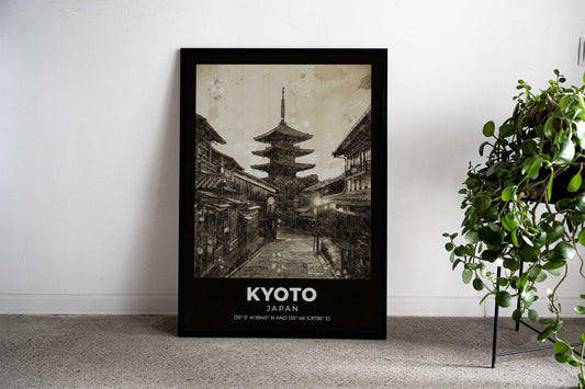 Kyoto Pagoda Sketch Asian Style Poster | Wall Art for Home & Office | High-Quality Print - High-Quality Visual Display