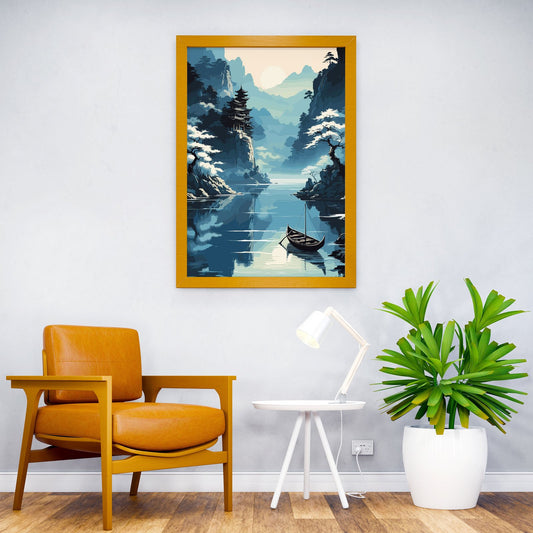 Lake Boat Castile Mystical Asian Style Poster | Wall Art for Home & Office | High-Quality Print - High-Quality Visual Display