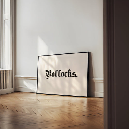 Bollocks | Landscape | Black and Cream | Art Print - High-Quality Premium Wall Art Decor Sticker