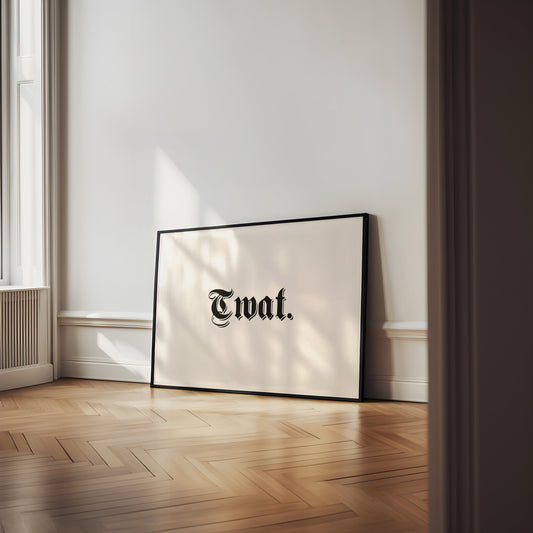 Twat | Landscape | Black and Cream | Art Print - High-Quality Premium Wall Art Decor Sticker
