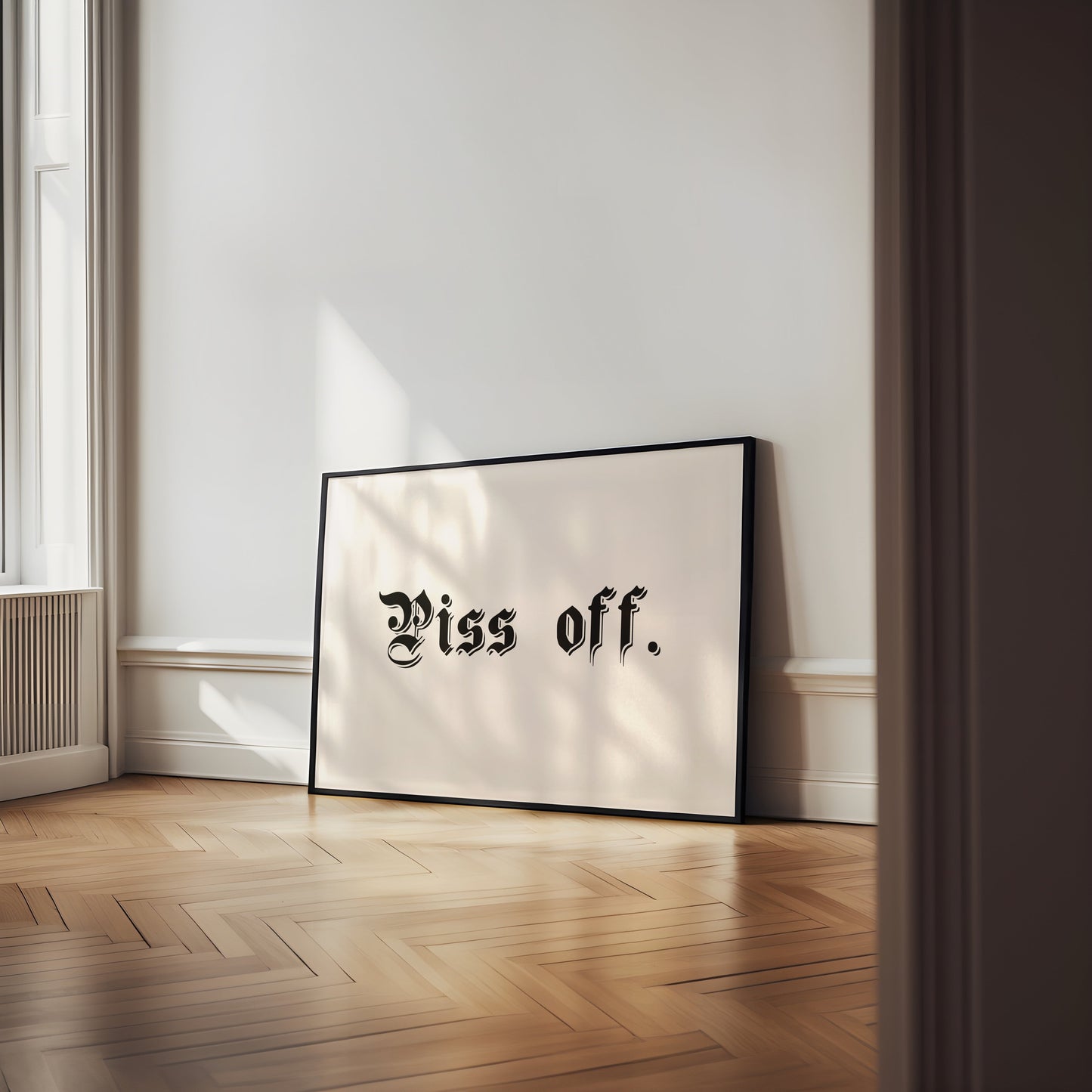 Piss Off | Landscape | Black and Cream | Art Print - High-Quality Premium Wall Art Decor Sticker
