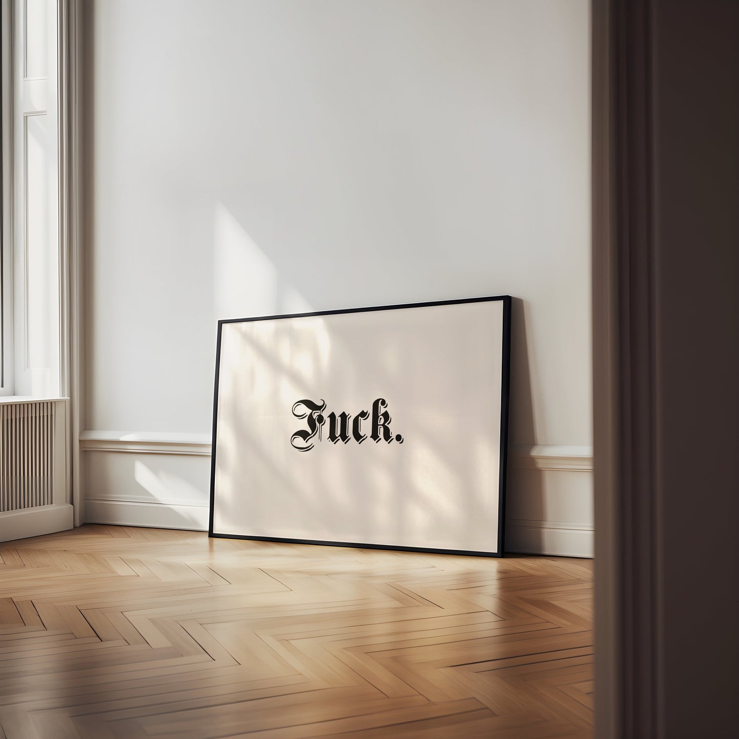 Fuck | Landscape | Black and Cream | Art Print - High-Quality Premium Wall Art Decor Sticker