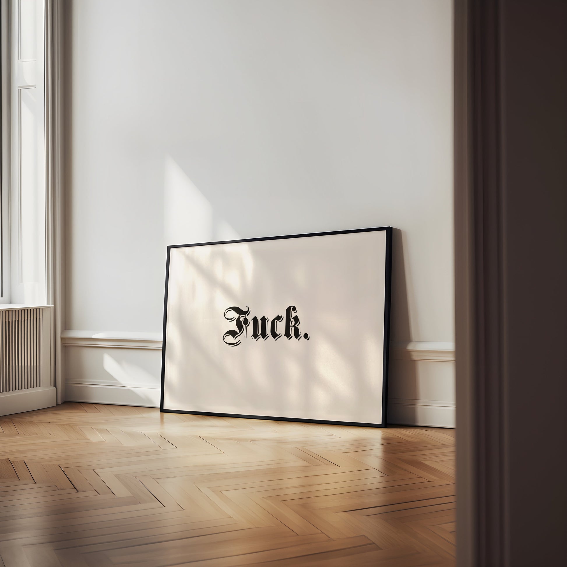 Fuck | Landscape | Black and Cream | Art Print - High-Quality Premium Wall Art Decor Sticker