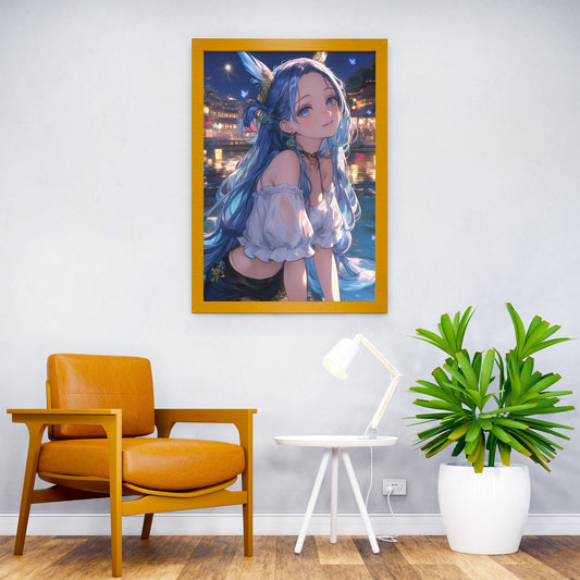 Lantern Anime Girl Fox Asian Style Poster | Wall Art for Home & Office | High-Quality Print - High-Quality Visual Display