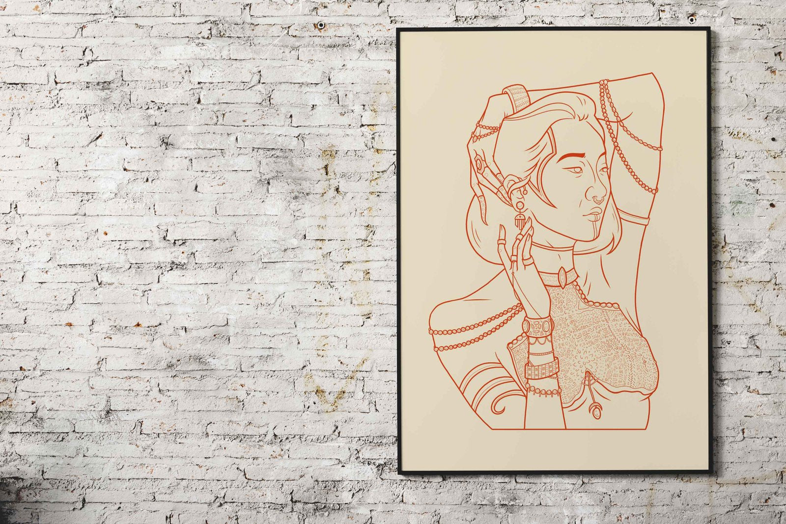 Linear woman covered in gold Asian Style Poster | Wall Art for Home & Office | High-Quality Print - High-Quality Visual Display