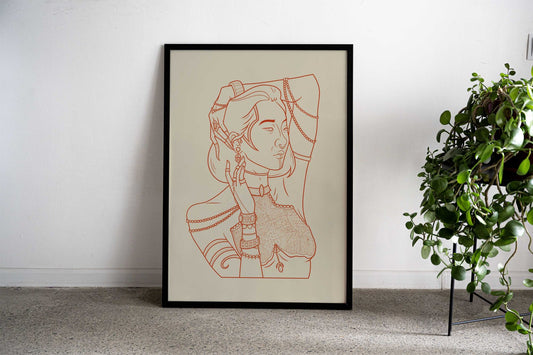 Linear woman covered in gold Asian Style Poster | Wall Art for Home & Office | High-Quality Print - High-Quality Visual Display