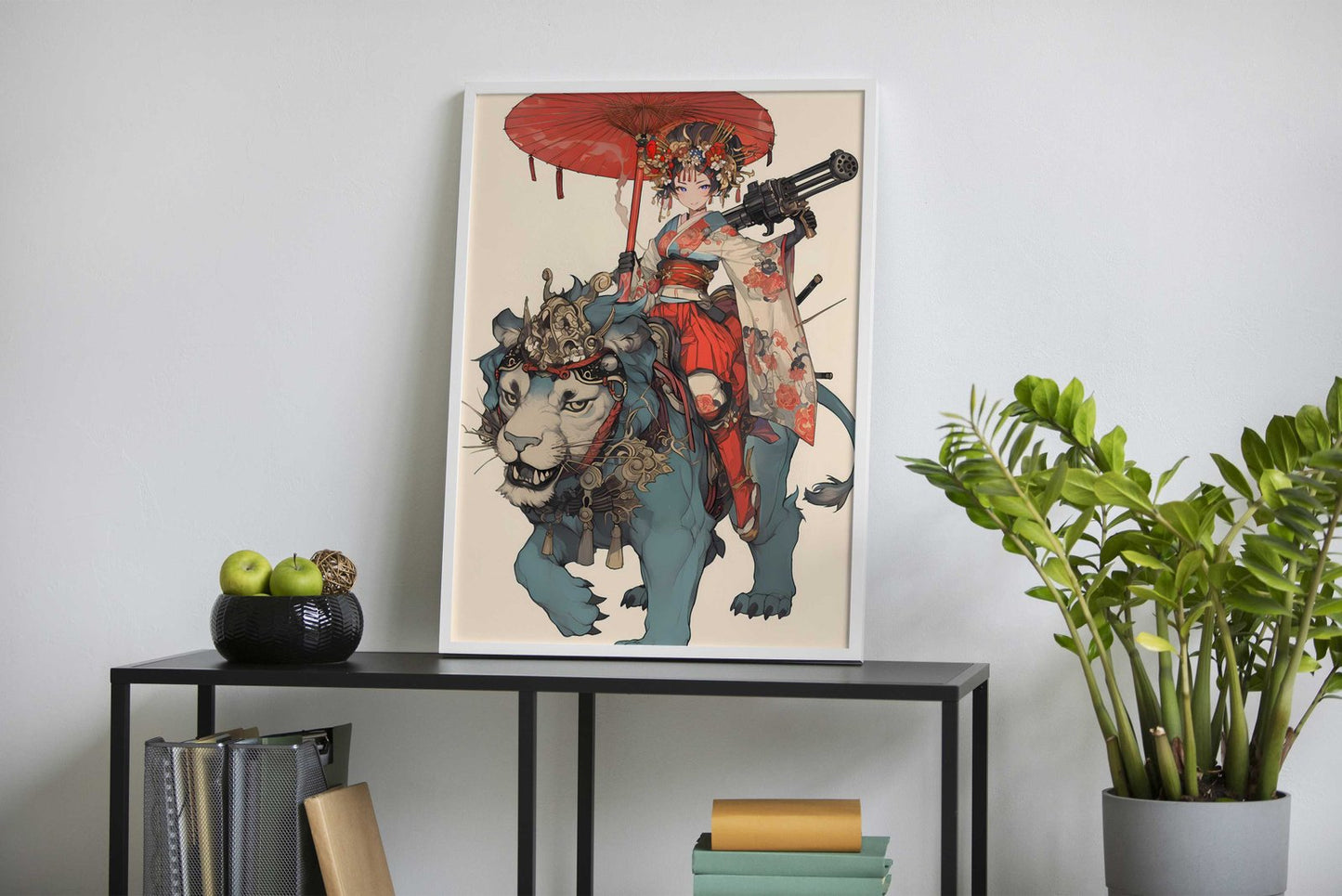 Lion Geisha Rider Asian Style Poster | Wall Art for Home & Office | High-Quality Print - High-Quality Visual Display