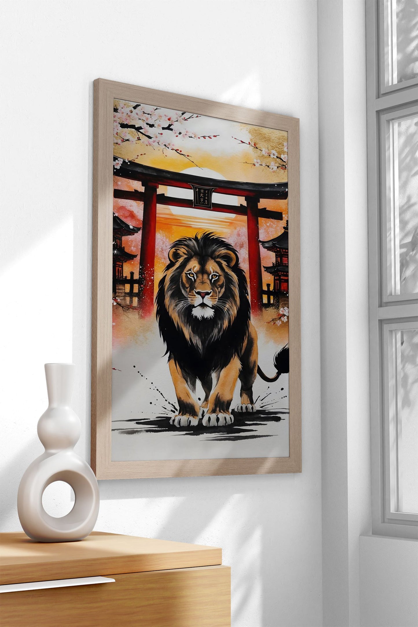 Lion Japan Painting Asian Style Poster | Wall Art for Home & Office | High-Quality Print - High-Quality Visual Display