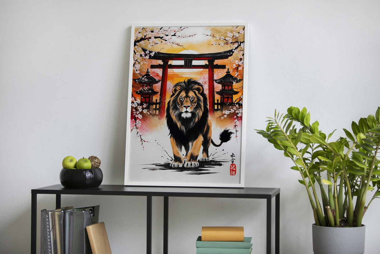 Lion Japan Painting Asian Style Poster | Wall Art for Home & Office | High-Quality Print - High-Quality Visual Display