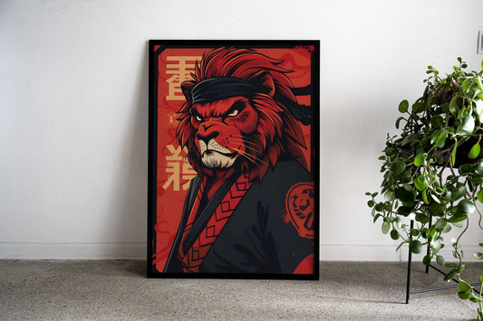 Lion Kimono Asian Style Poster | Wall Art for Home & Office | High-Quality Print - High-Quality Visual Display