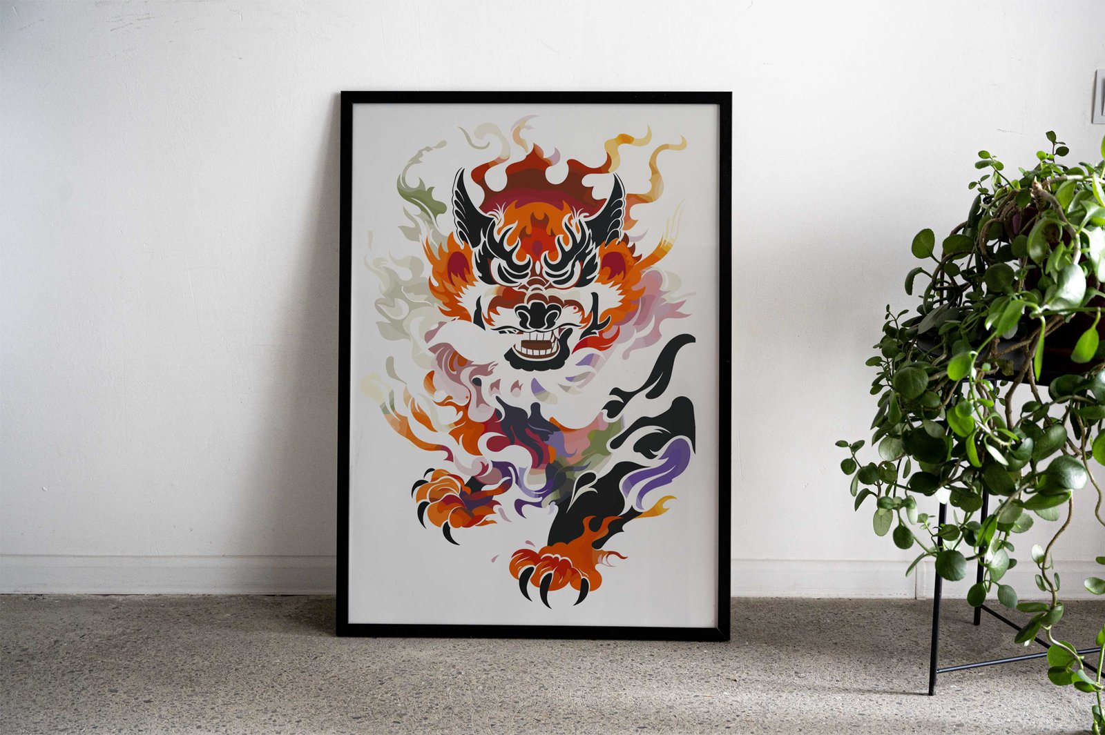 Lion Retro Japanese Asian Style Poster | Wall Art for Home & Office | High-Quality Print - High-Quality Visual Display