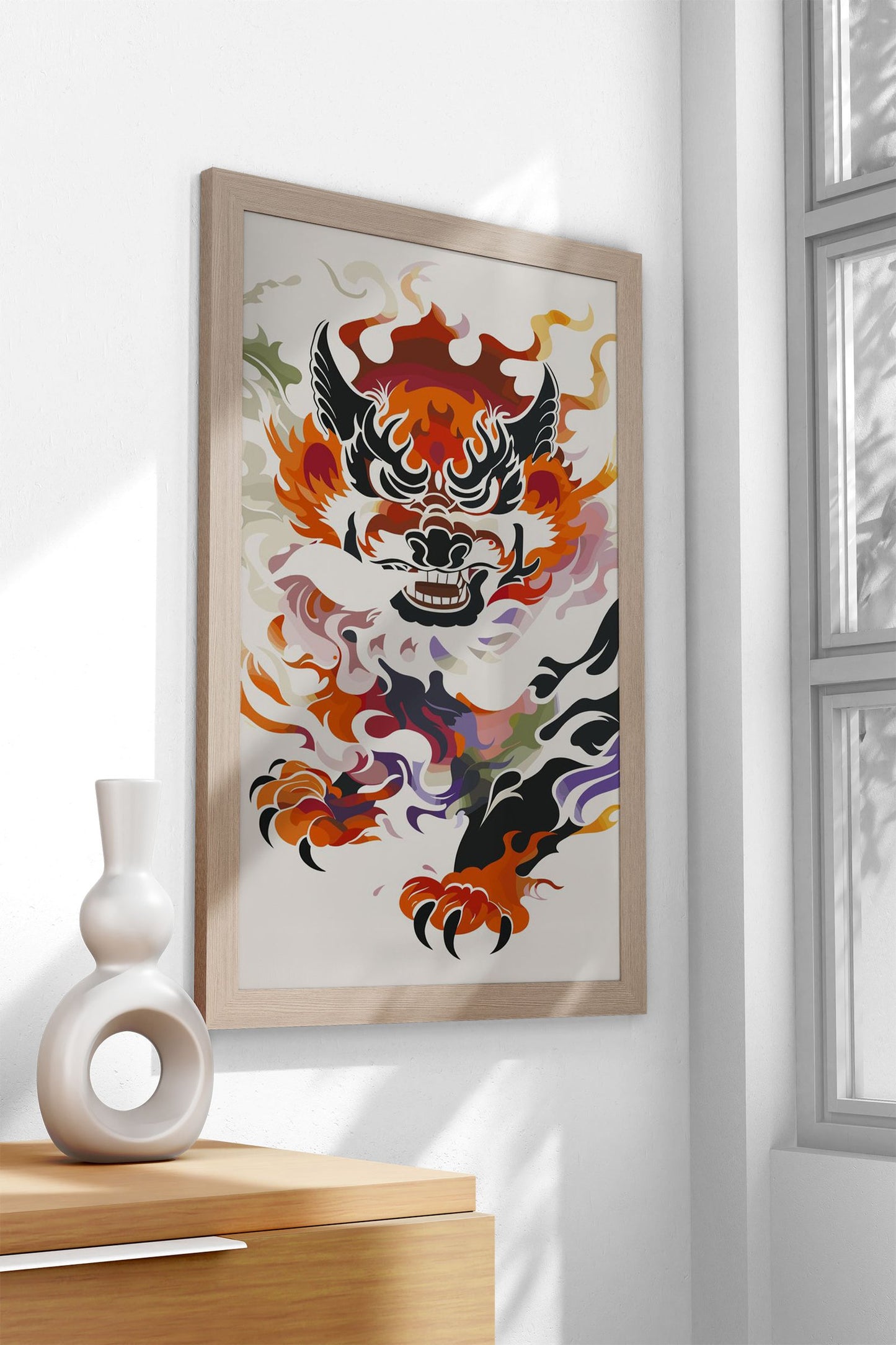Lion Retro Japanese Asian Style Poster | Wall Art for Home & Office | High-Quality Print - High-Quality Visual Display