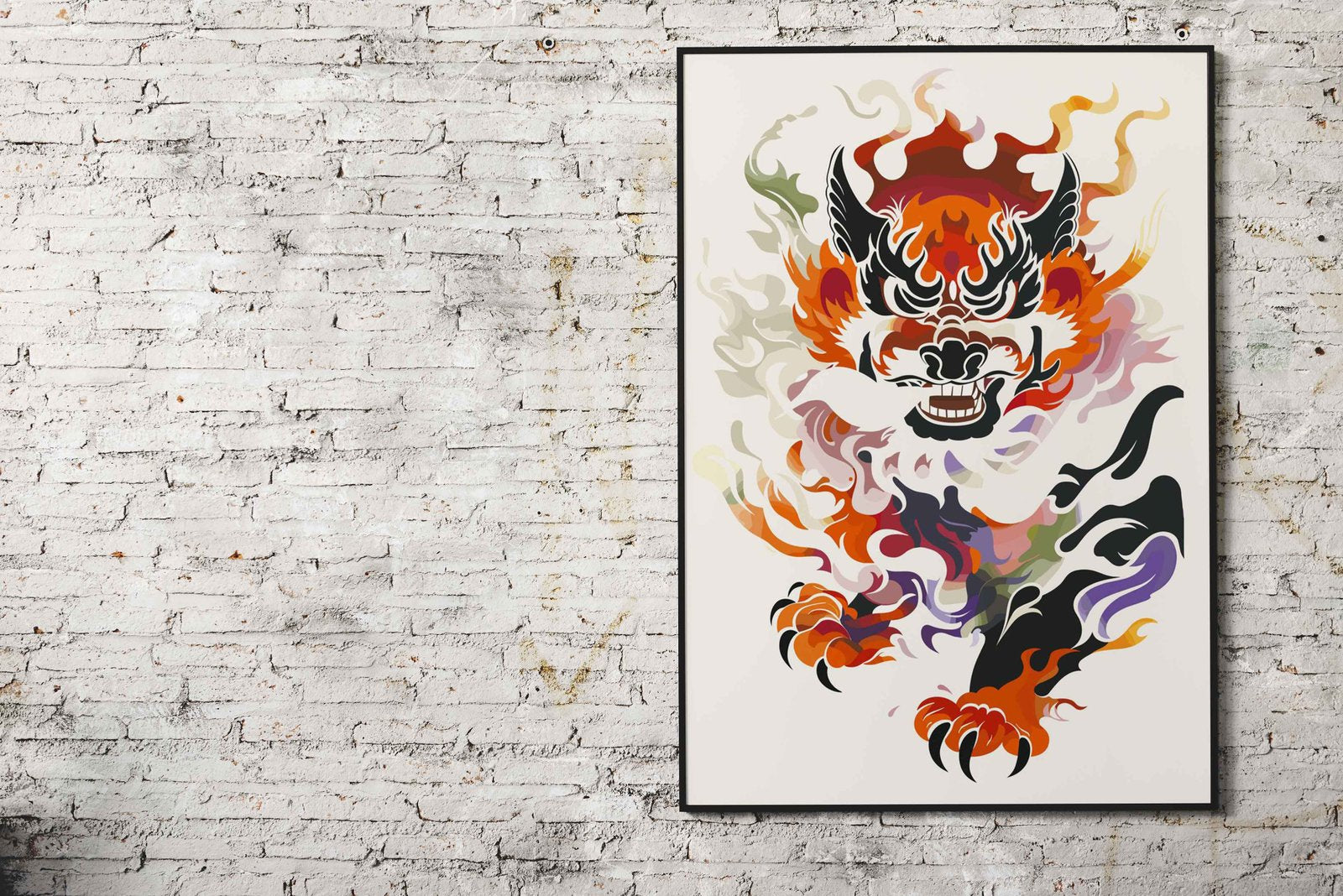 Lion Retro Japanese Asian Style Poster | Wall Art for Home & Office | High-Quality Print - High-Quality Visual Display