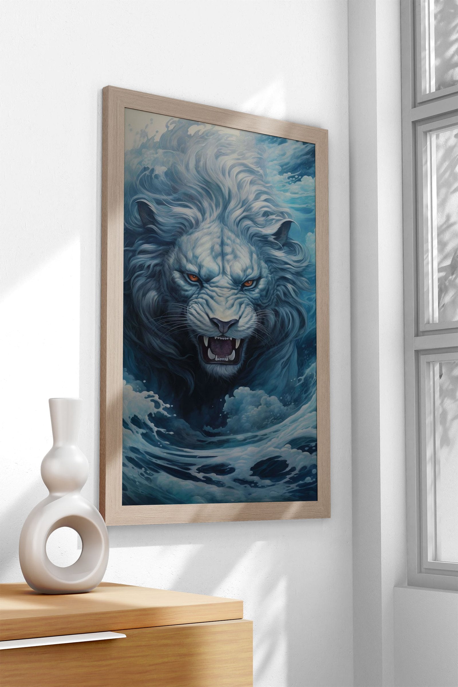 Lion Waves Japanese Asian Style Poster | Wall Art for Home & Office | High-Quality Print - High-Quality Visual Display