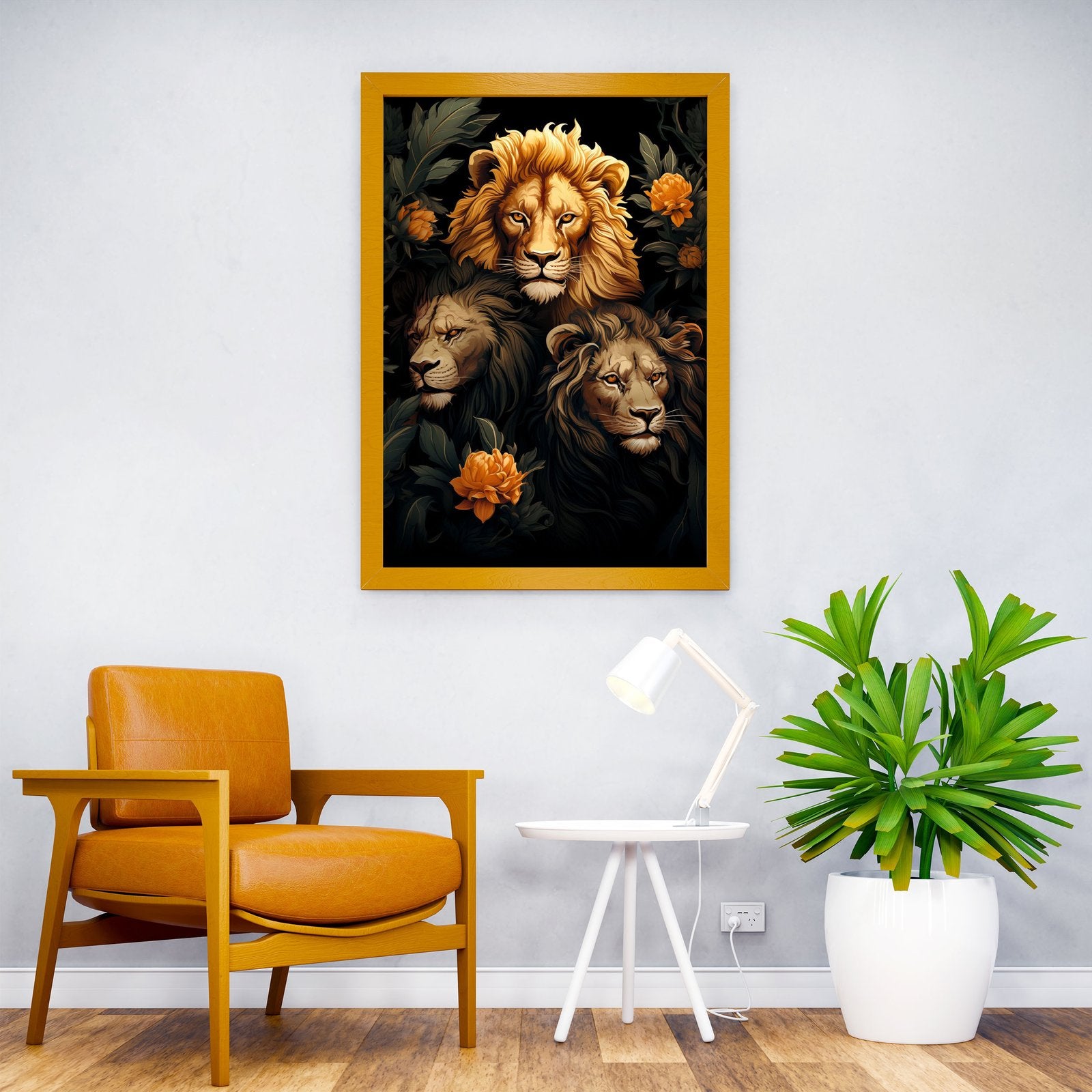 Lions Amidst Lotus Asian Style Poster | Wall Art for Home & Office | High-Quality Print - High-Quality Visual Display