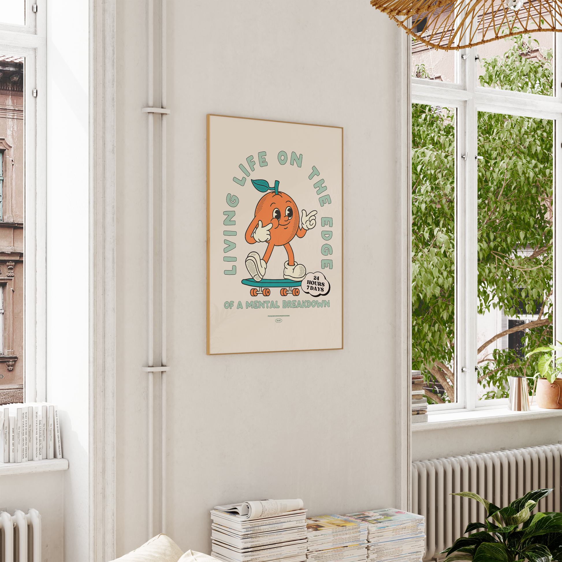 Living Life On The Edge Of A Mental Breakdown | Seafoam and Cream | Art Print - High-Quality Premium Wall Art Decor Sticker
