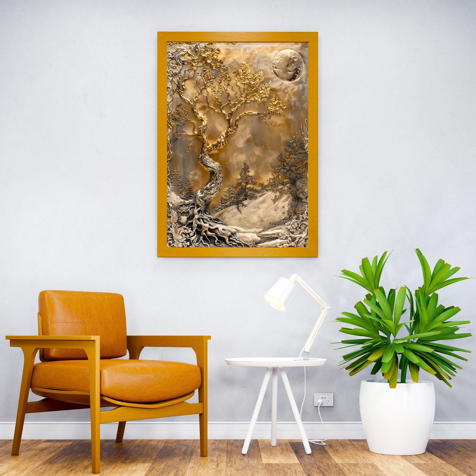 Lonely Golden Bonsai Asian Style Poster | Wall Art for Home & Office | High-Quality Print - High-Quality Visual Display