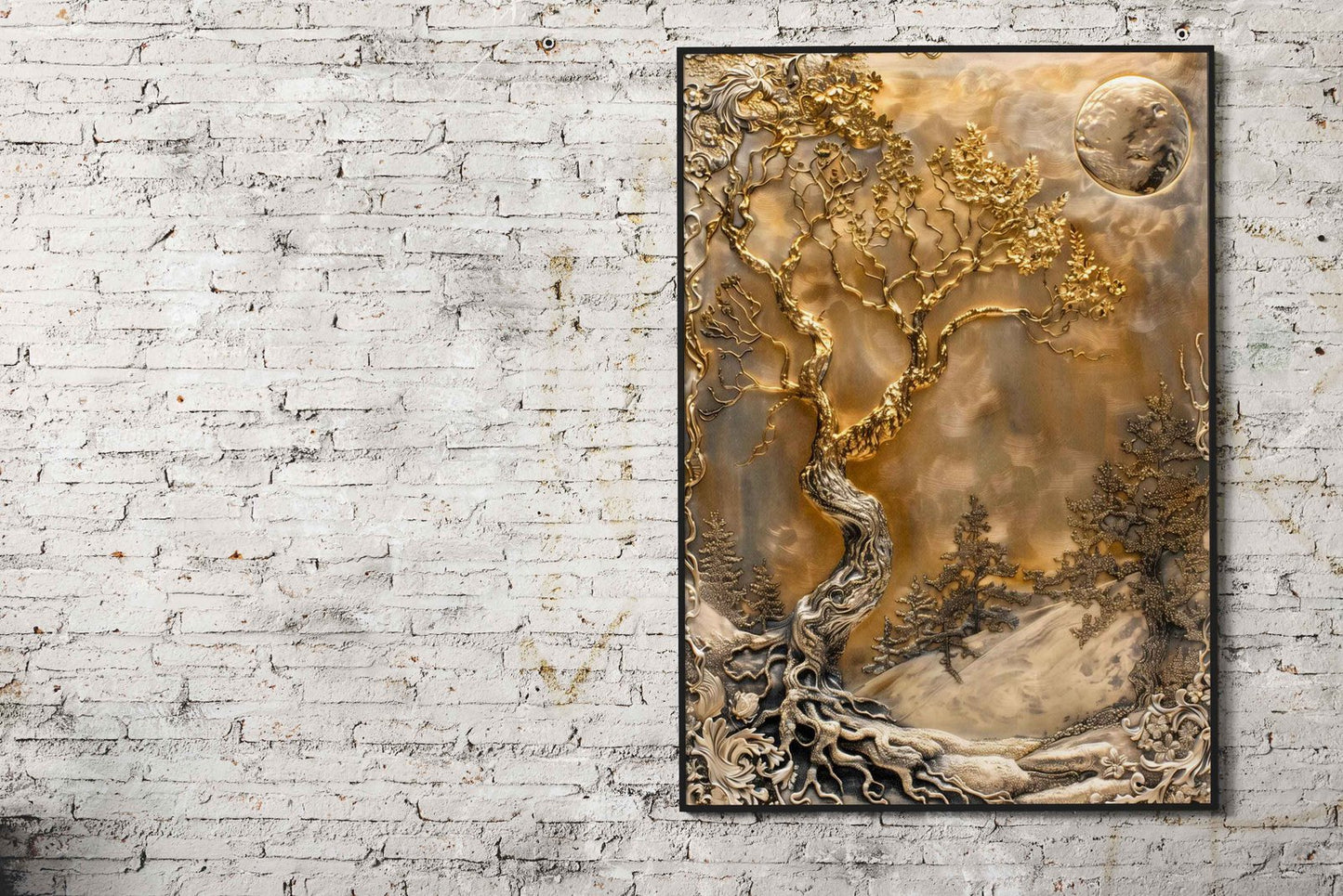 Lonely Golden Bonsai Asian Style Poster | Wall Art for Home & Office | High-Quality Print - High-Quality Visual Display