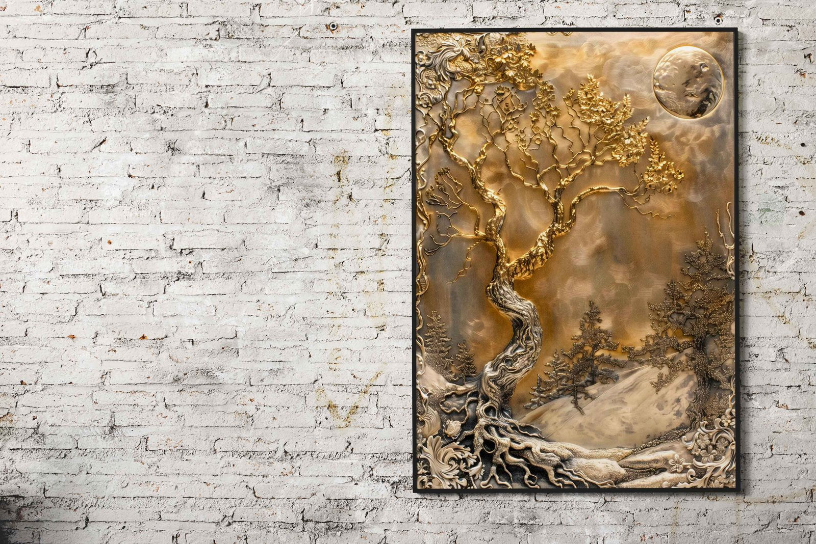 Lonely Golden Bonsai Asian Style Poster | Wall Art for Home & Office | High-Quality Print - High-Quality Visual Display