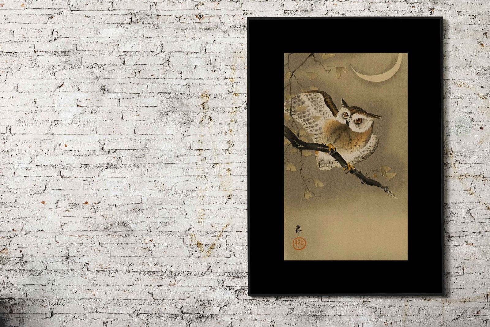 Long Eared Owl in Ginkgo Asian Style Poster | Wall Art for Home & Office | High-Quality Print - High-Quality Visual Display