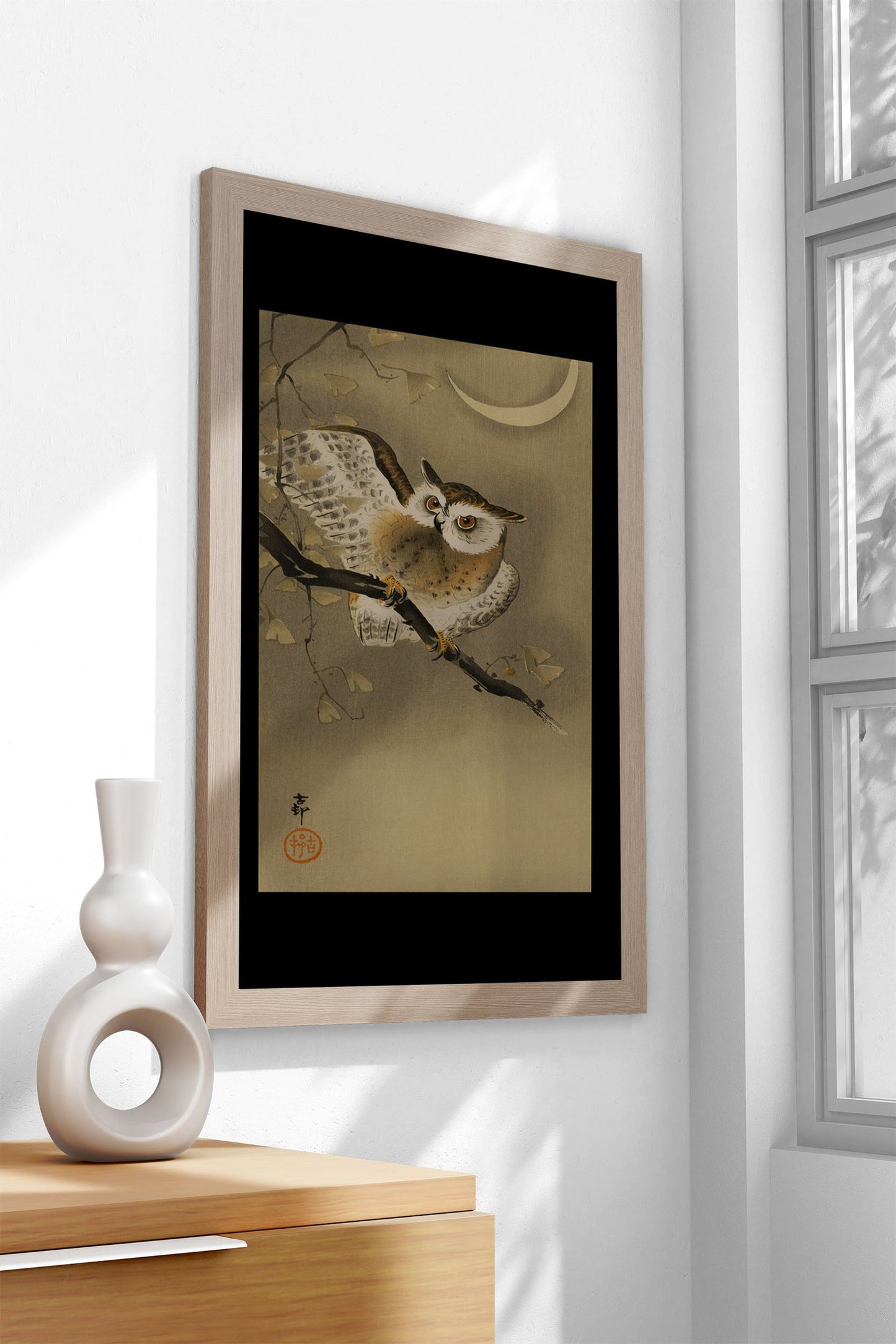 Long Eared Owl in Ginkgo Asian Style Poster | Wall Art for Home & Office | High-Quality Print - High-Quality Visual Display