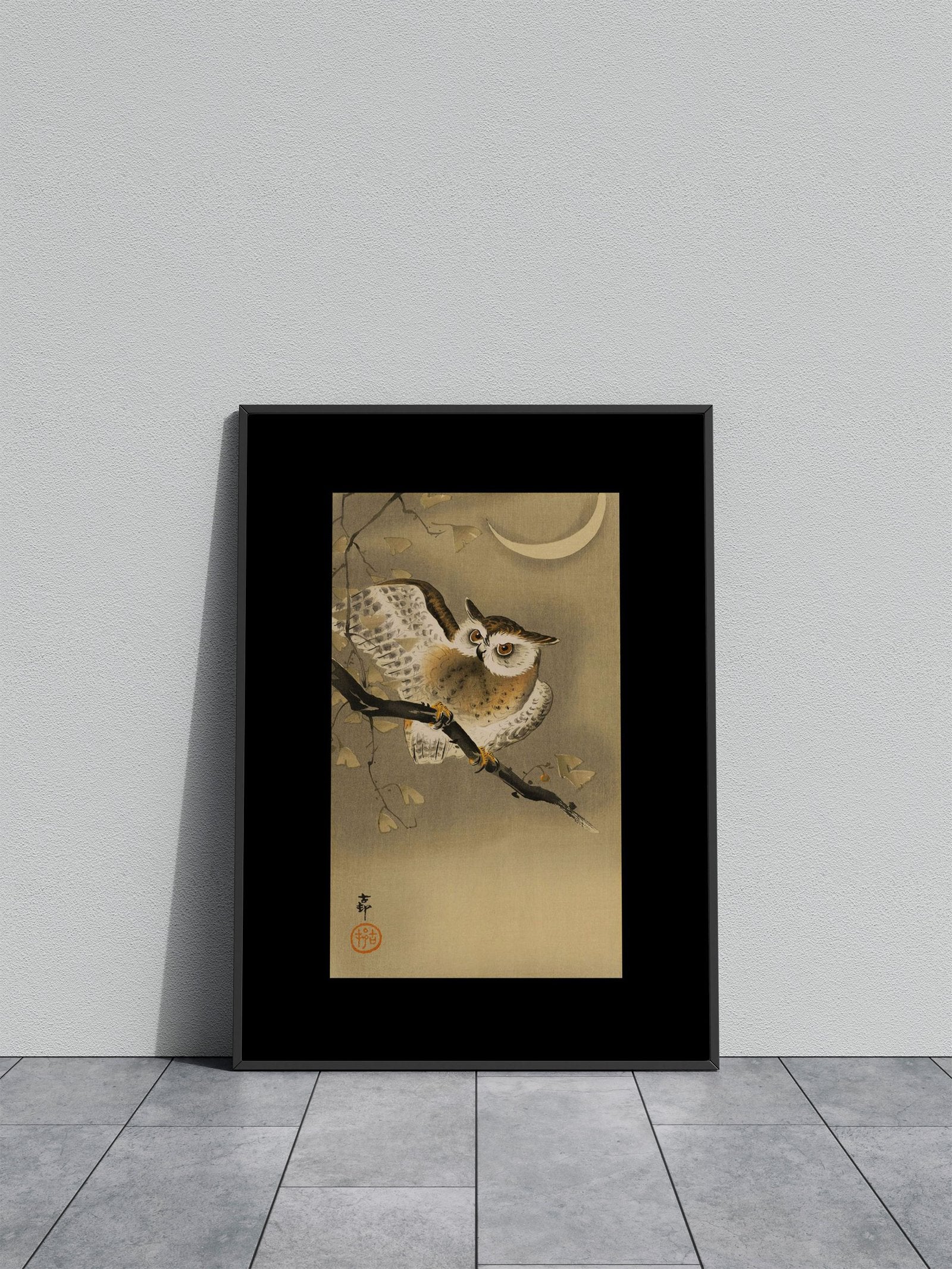 Long Eared Owl in Ginkgo Asian Style Poster | Wall Art for Home & Office | High-Quality Print - High-Quality Visual Display