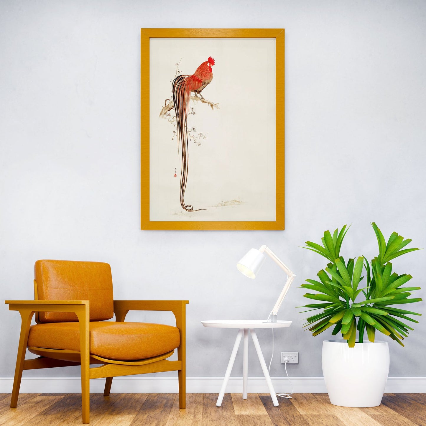 Long tailed Rooster Asian Style Poster | Wall Art for Home & Office | High-Quality Print - High-Quality Visual Display