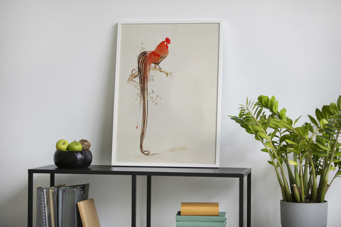 Long tailed Rooster Asian Style Poster | Wall Art for Home & Office | High-Quality Print - High-Quality Visual Display