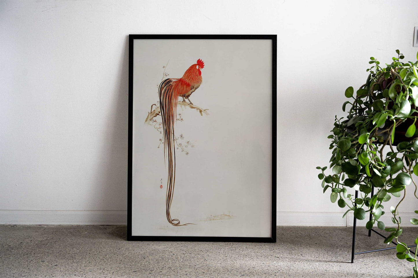 Long tailed Rooster Asian Style Poster | Wall Art for Home & Office | High-Quality Print - High-Quality Visual Display