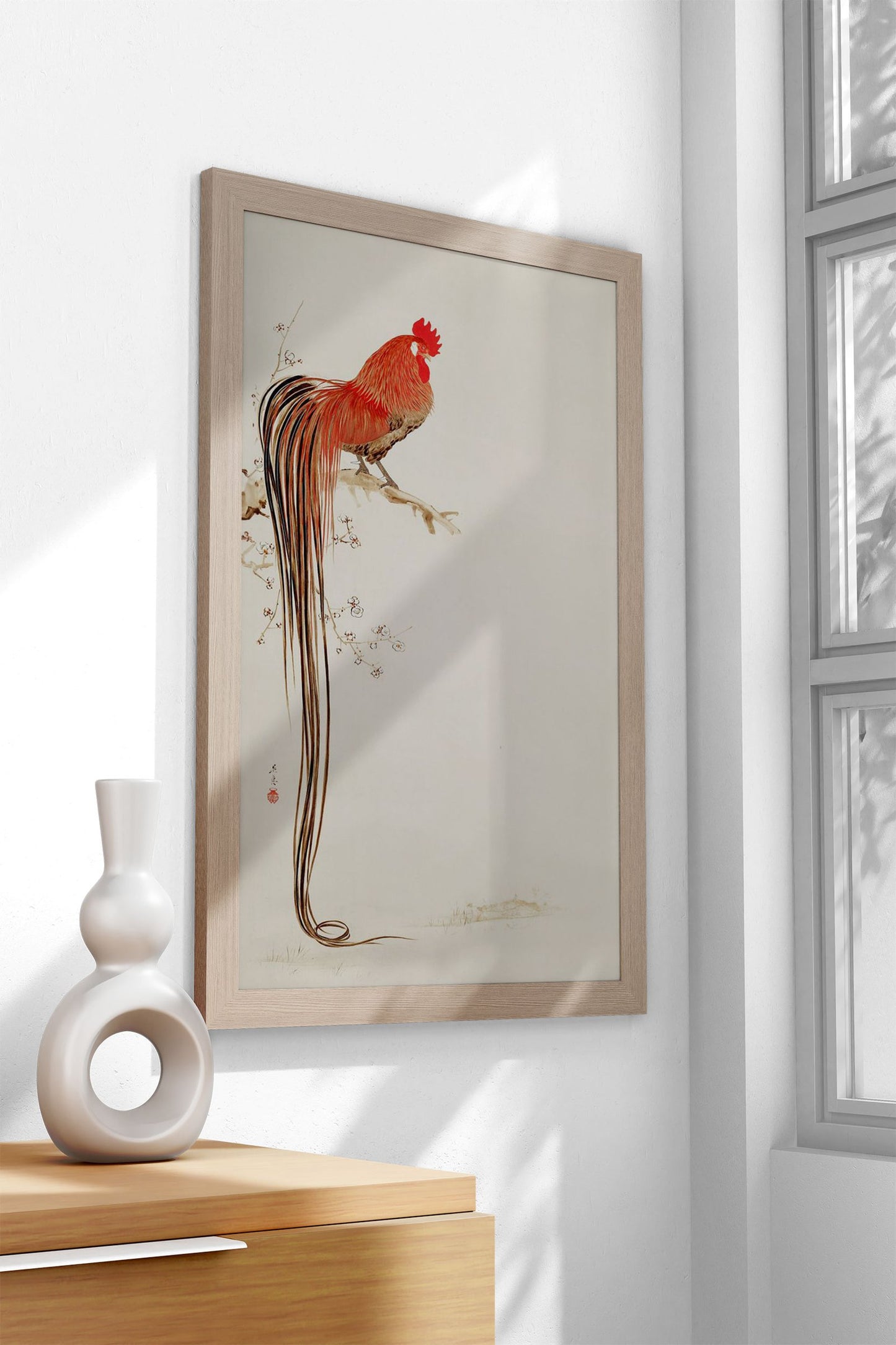 Long tailed Rooster Asian Style Poster | Wall Art for Home & Office | High-Quality Print - High-Quality Visual Display
