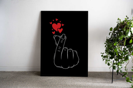 Love Korean Finger Heart Asian Style Poster | Wall Art for Home & Office | High-Quality Print - High-Quality Visual Display