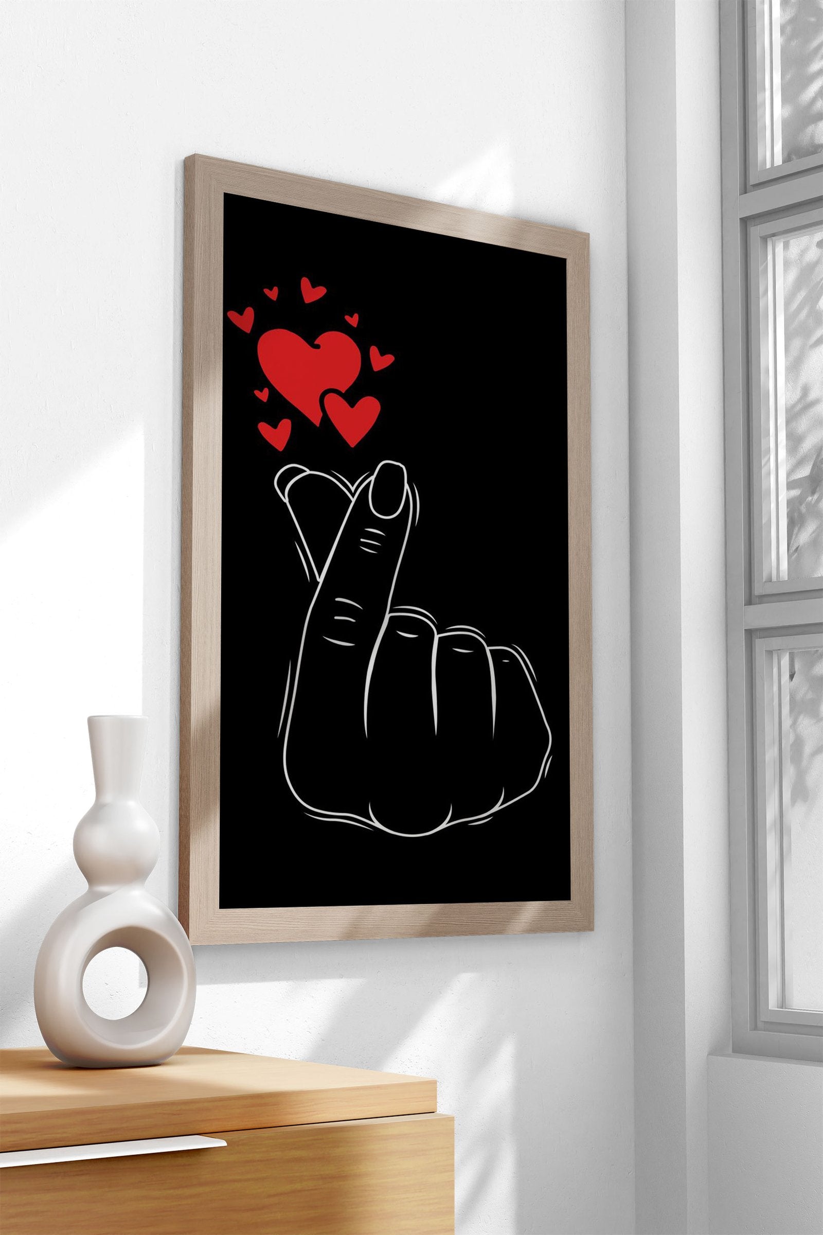 Love Korean Finger Heart Asian Style Poster | Wall Art for Home & Office | High-Quality Print - High-Quality Visual Display