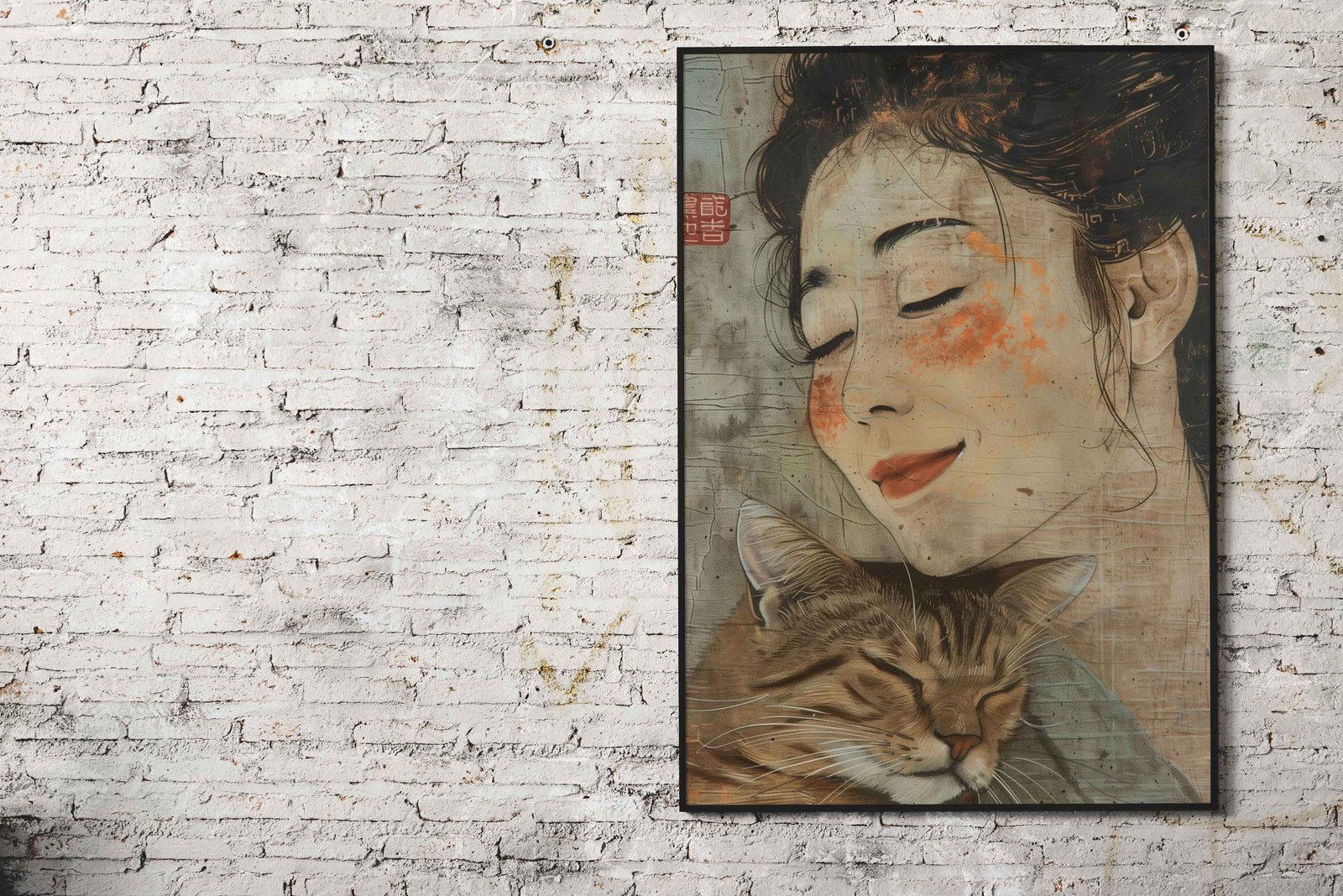 Love for a cat Asian Style Poster | Wall Art for Home & Office | High-Quality Print - High-Quality Visual Display