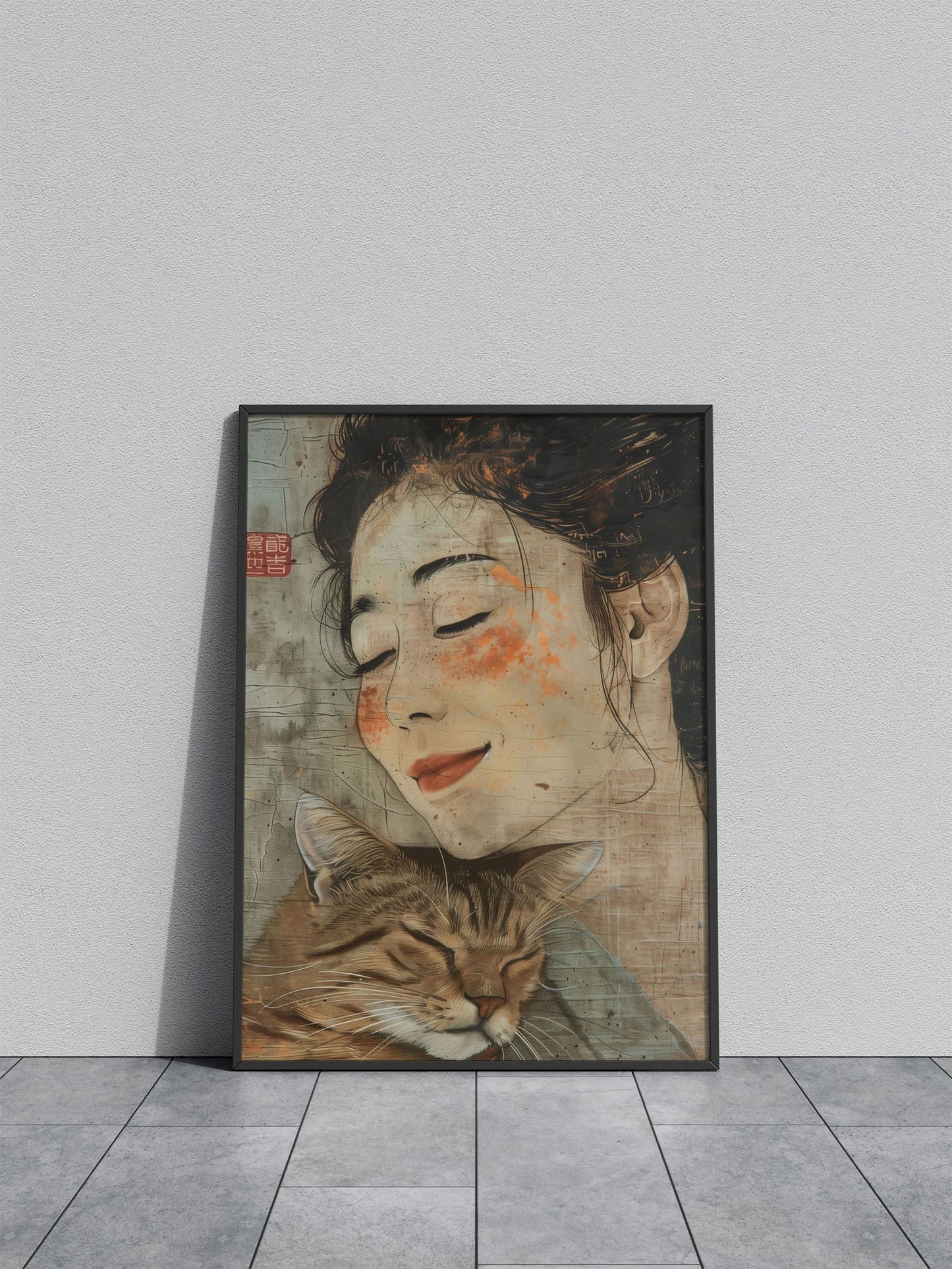 Love for a cat Asian Style Poster | Wall Art for Home & Office | High-Quality Print - High-Quality Visual Display
