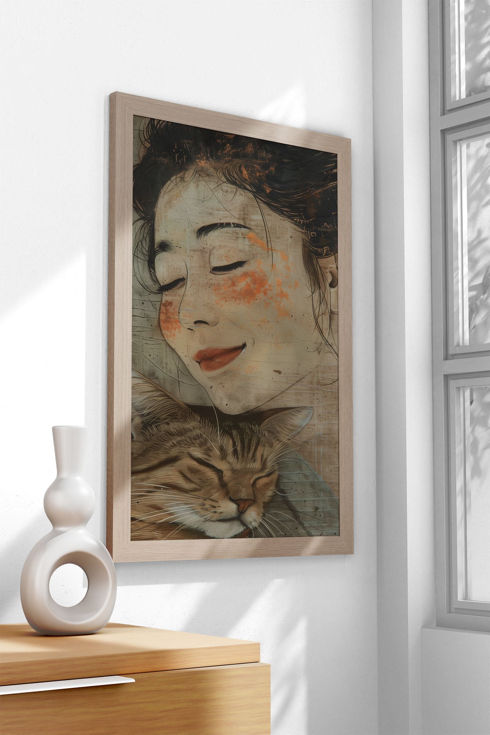 Love for a cat Asian Style Poster | Wall Art for Home & Office | High-Quality Print - High-Quality Visual Display