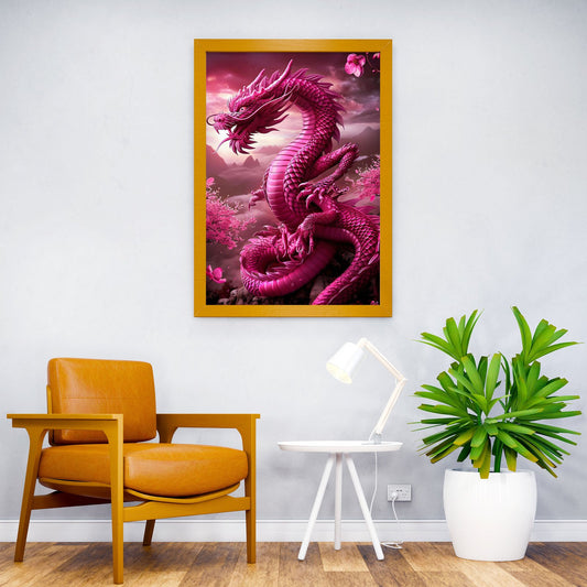 Lucky Blossom Dragon Art Asian Style Poster | Wall Art for Home & Office | High-Quality Print - High-Quality Visual Display