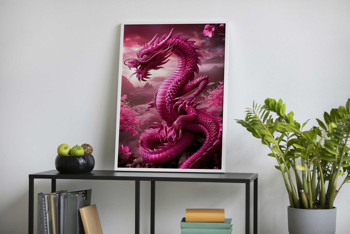 Lucky Blossom Dragon Art Asian Style Poster | Wall Art for Home & Office | High-Quality Print - High-Quality Visual Display