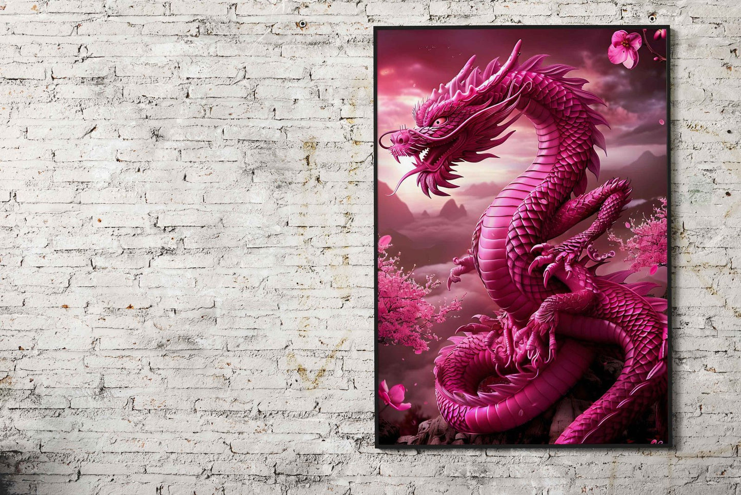 Lucky Blossom Dragon Art Asian Style Poster | Wall Art for Home & Office | High-Quality Print - High-Quality Visual Display