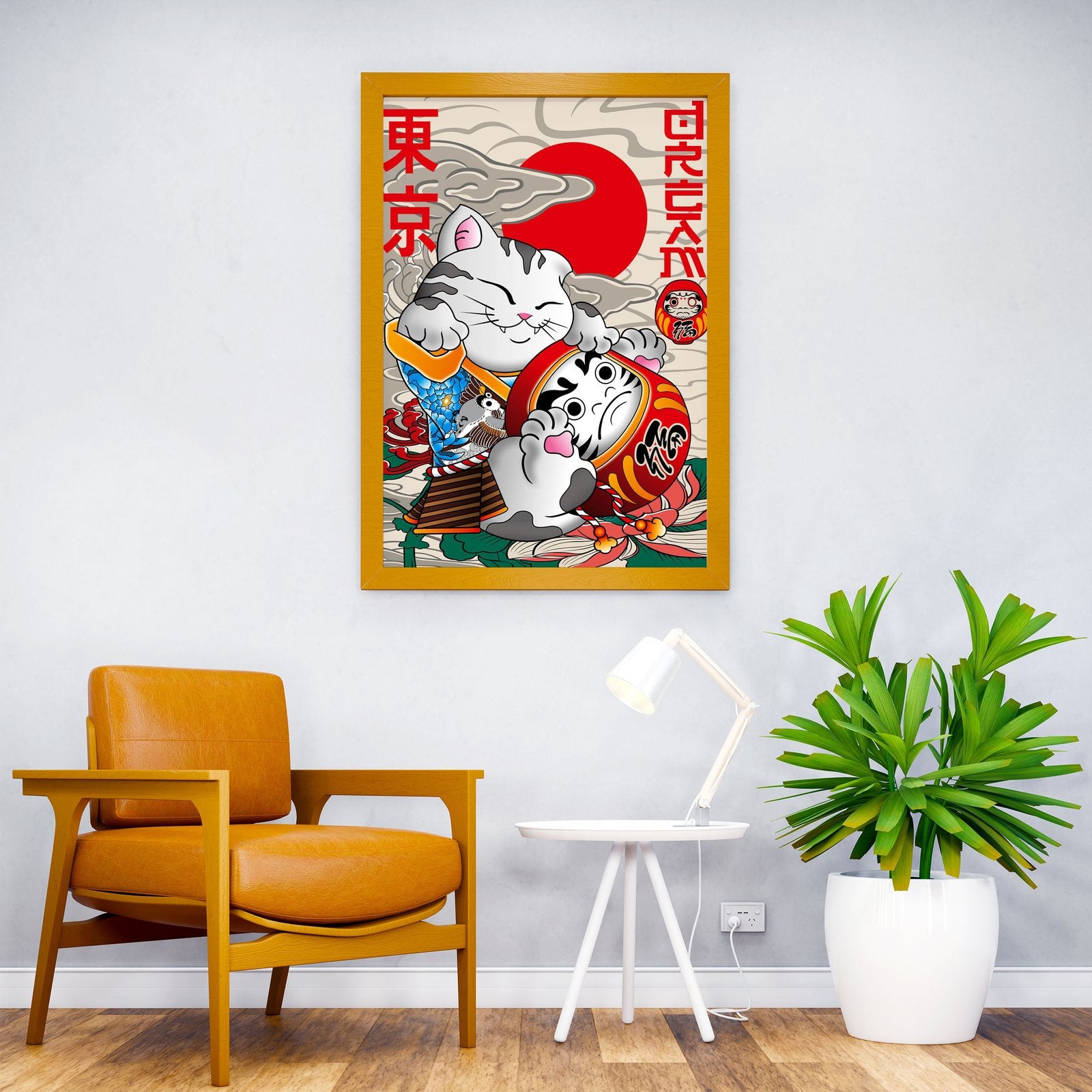 Lucky Cat And Daruma Asian Style Poster | Wall Art for Home & Office | High-Quality Print - High-Quality Visual Display