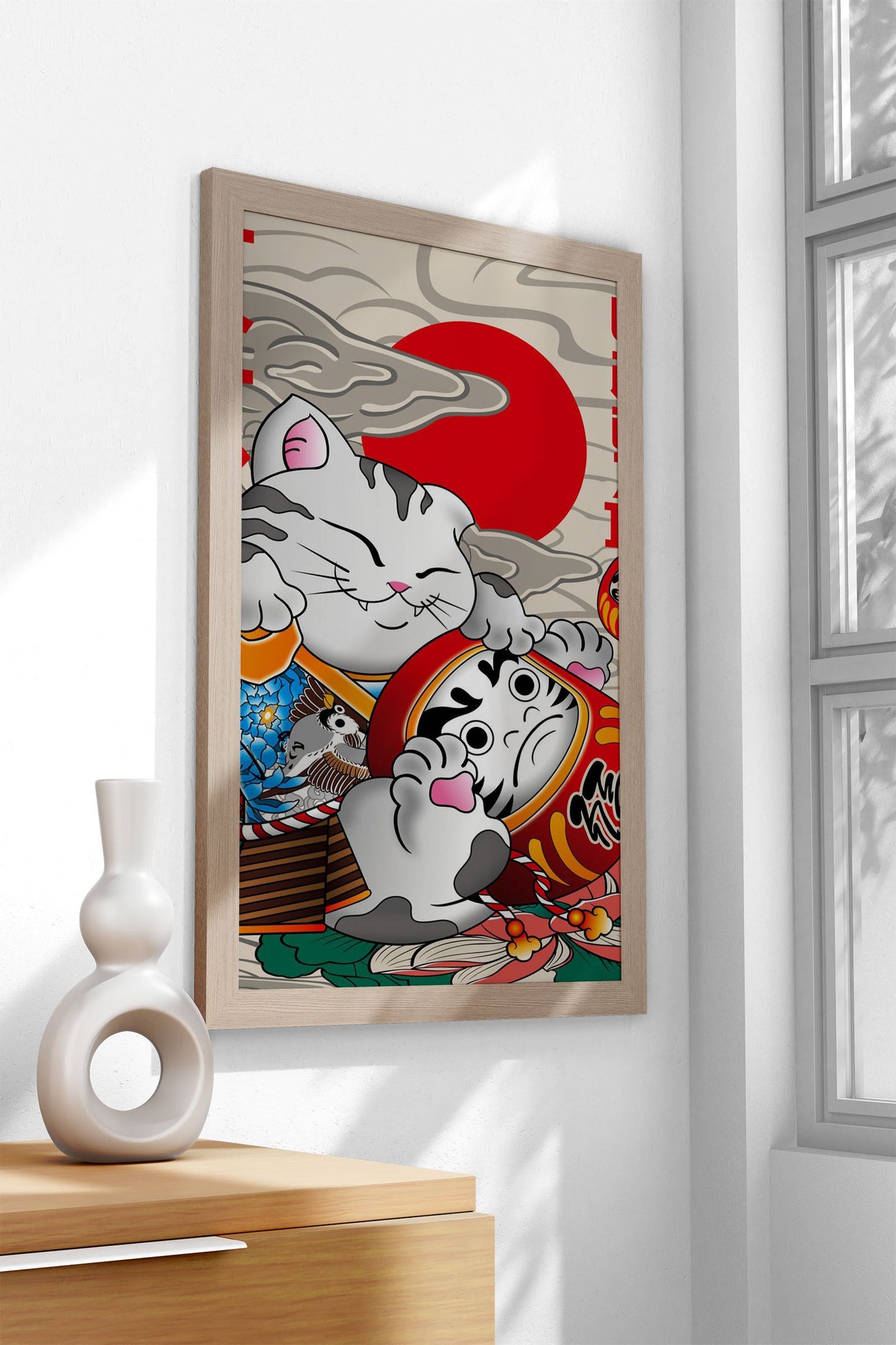 Lucky Cat And Daruma Asian Style Poster | Wall Art for Home & Office | High-Quality Print - High-Quality Visual Display
