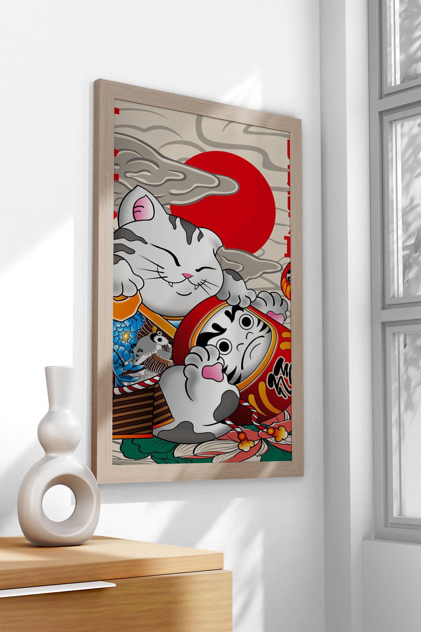 Lucky Cat And Daruma Asian Style Poster | Wall Art for Home & Office | High-Quality Print - High-Quality Visual Display