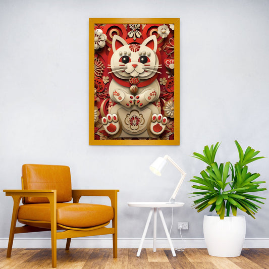Lucky Cat Paper Craft Asian Style Poster | Wall Art for Home & Office | High-Quality Print - High-Quality Visual Display