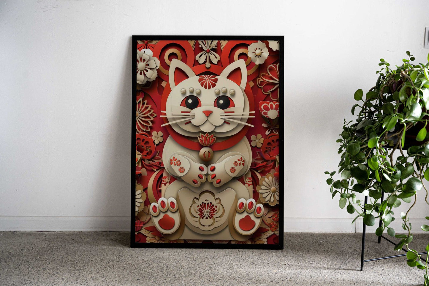 Lucky Cat Paper Craft Asian Style Poster | Wall Art for Home & Office | High-Quality Print - High-Quality Visual Display