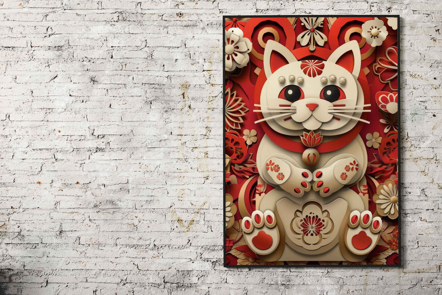 Lucky Cat Paper Craft Asian Style Poster | Wall Art for Home & Office | High-Quality Print - High-Quality Visual Display
