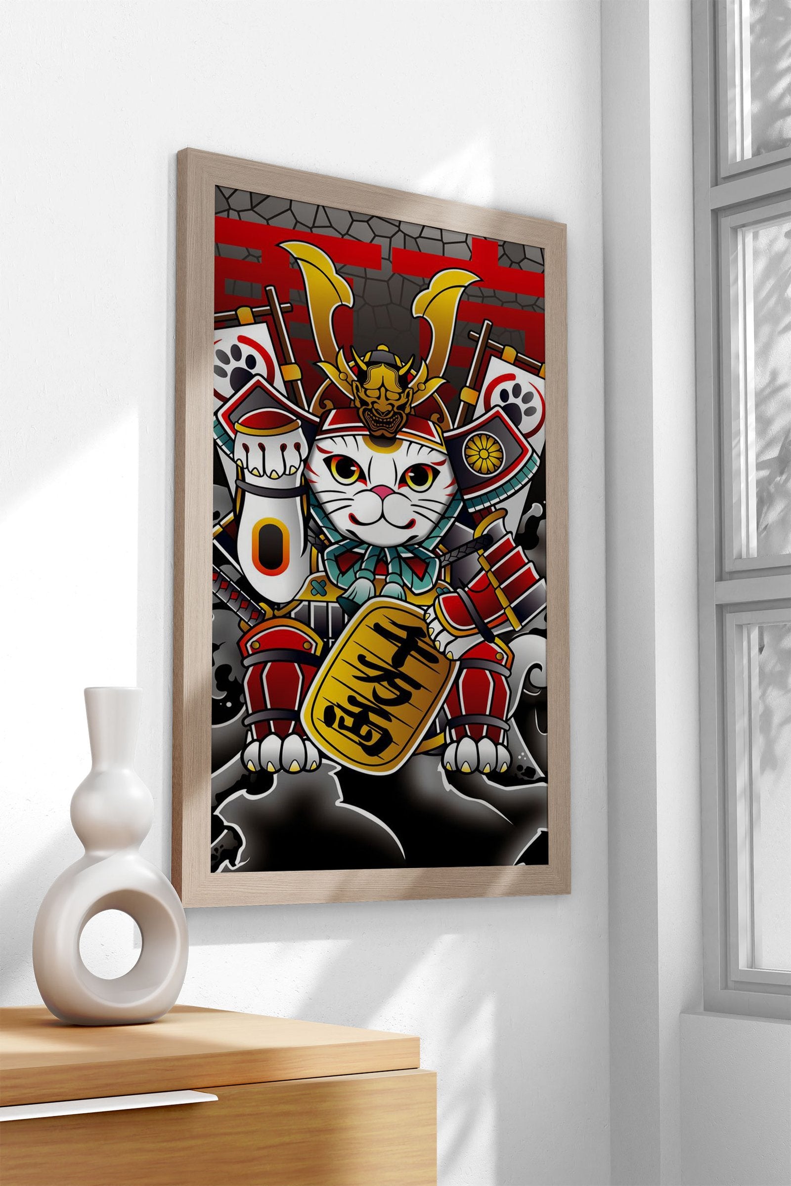 Lucky Cat Samurai Asian Style Poster | Wall Art for Home & Office | High-Quality Print - High-Quality Visual Display