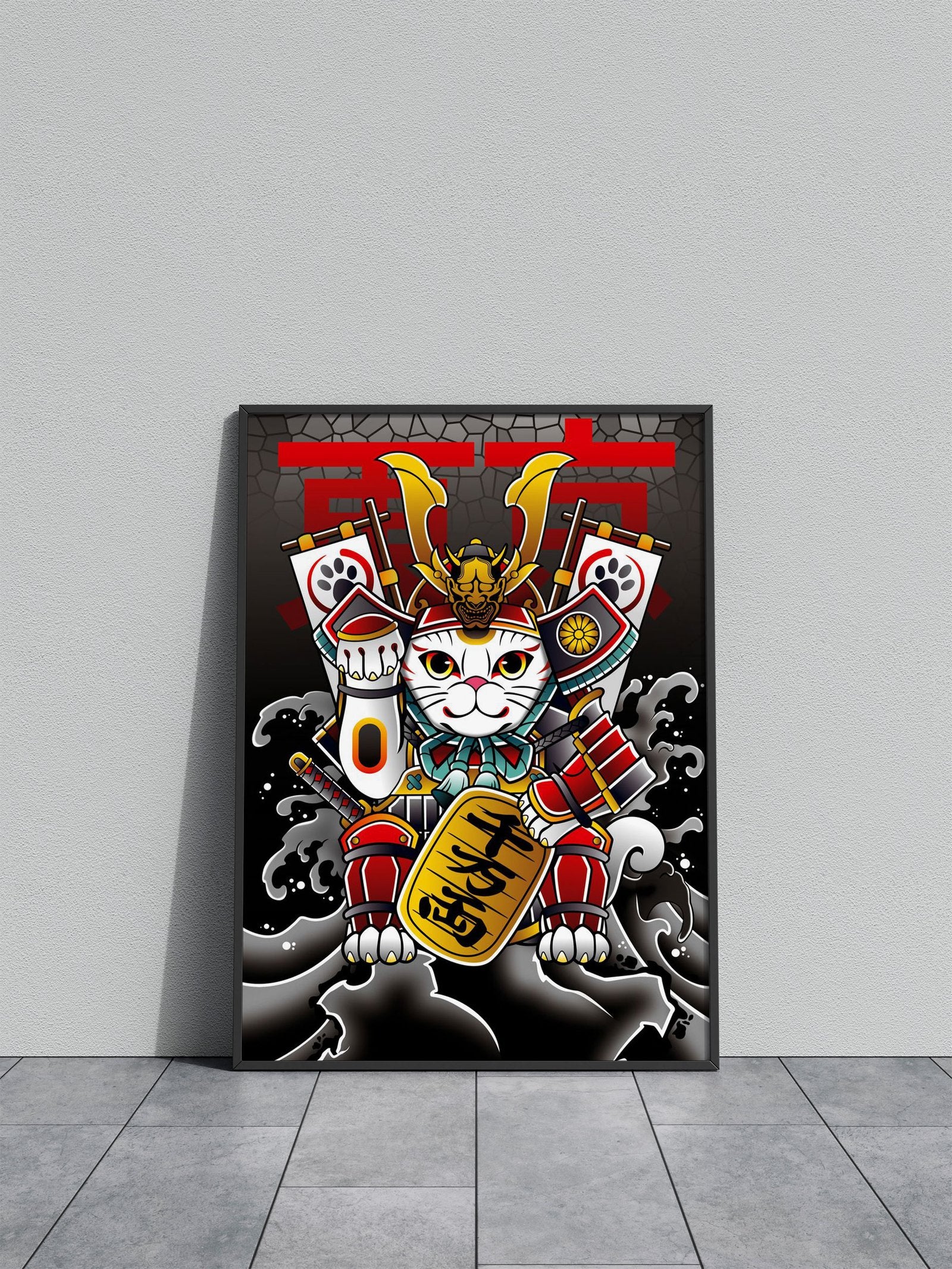 Lucky Cat Samurai Asian Style Poster | Wall Art for Home & Office | High-Quality Print - High-Quality Visual Display