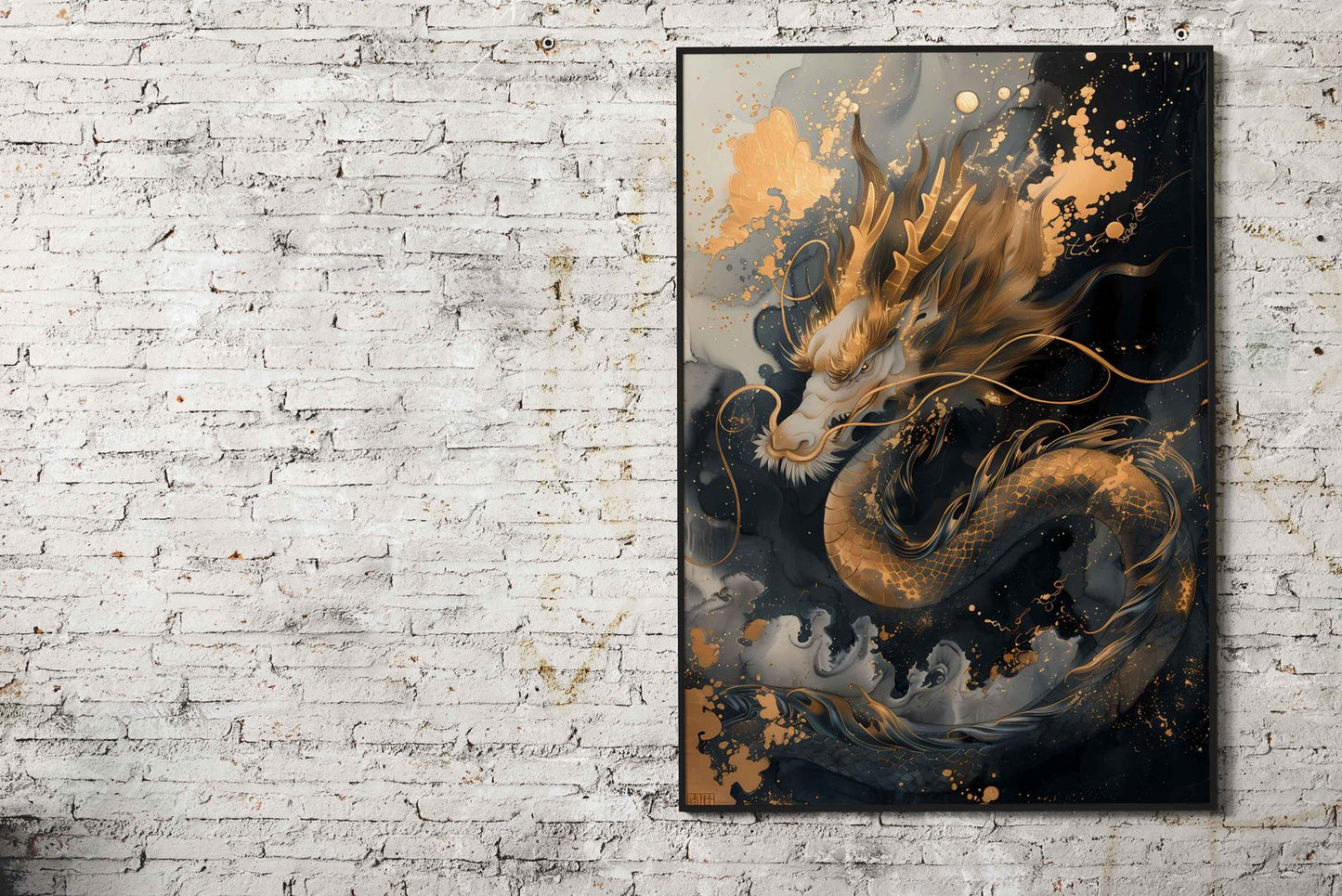 Lucky Gold Asian Dragon Asian Style Poster | Wall Art for Home & Office | High-Quality Print - High-Quality Visual Display
