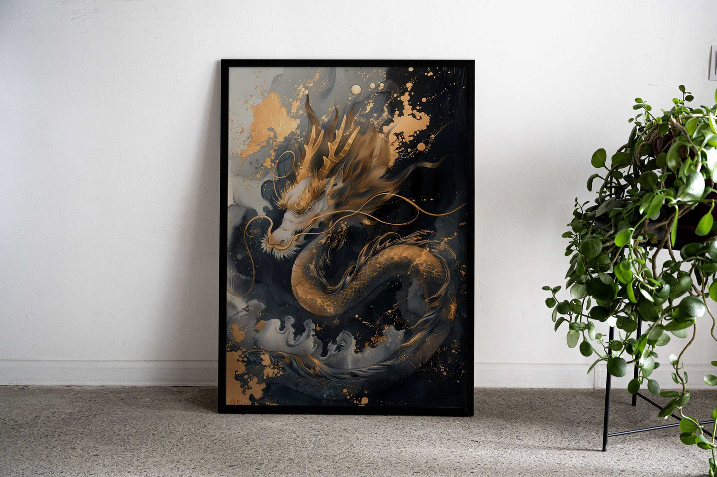 Lucky Gold Asian Dragon Asian Style Poster | Wall Art for Home & Office | High-Quality Print - High-Quality Visual Display