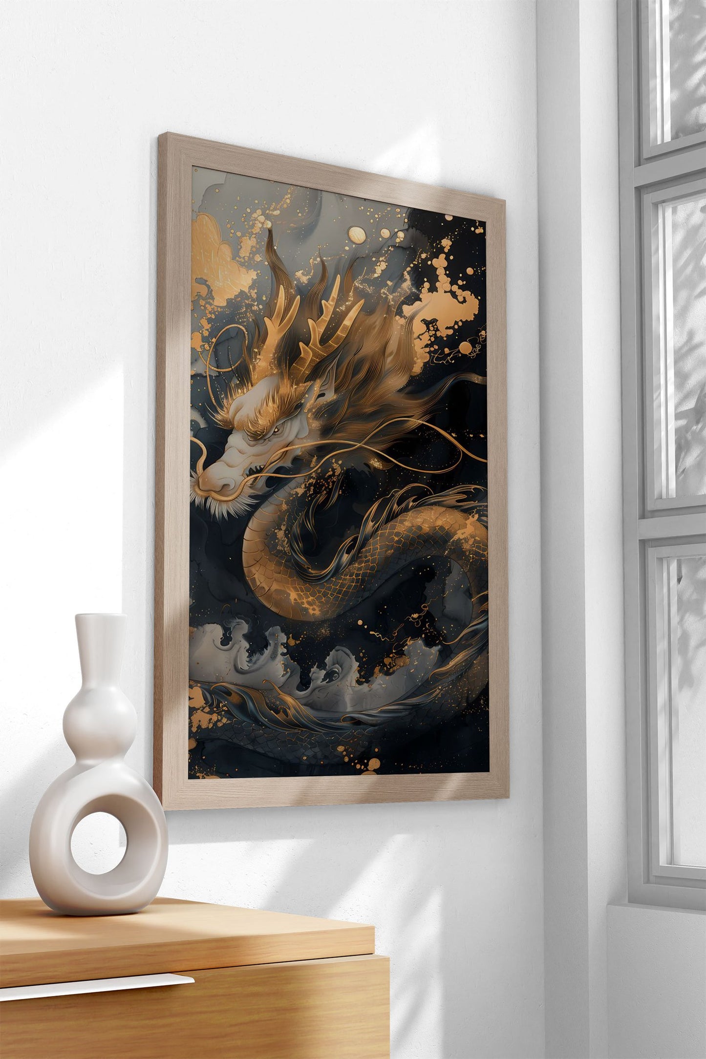 Lucky Gold Asian Dragon Asian Style Poster | Wall Art for Home & Office | High-Quality Print - High-Quality Visual Display