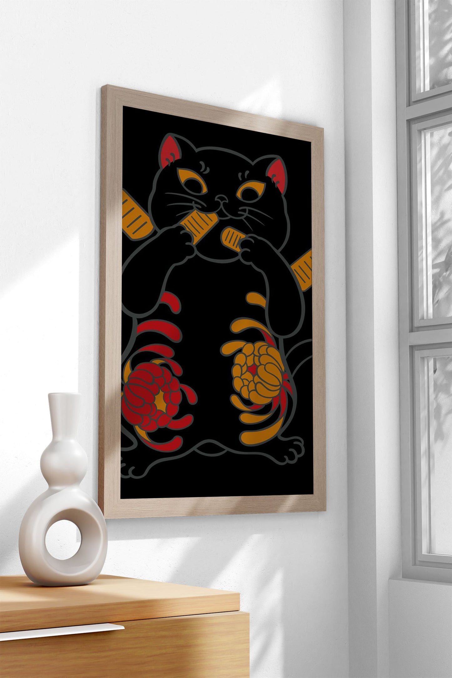 Lucky cat tattoo Asian Style Poster | Wall Art for Home & Office | High-Quality Print - High-Quality Visual Display